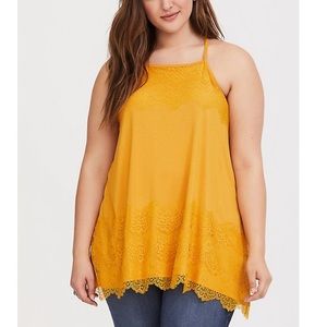 Torrid yellow lace tank top